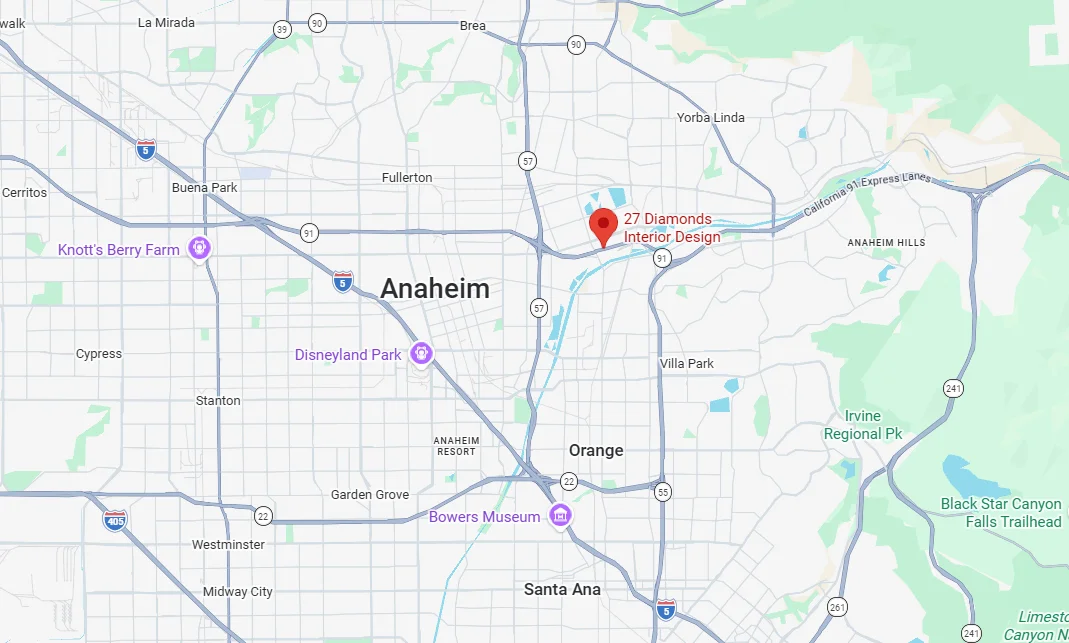 Map showing the 27 Diamonds design studio location