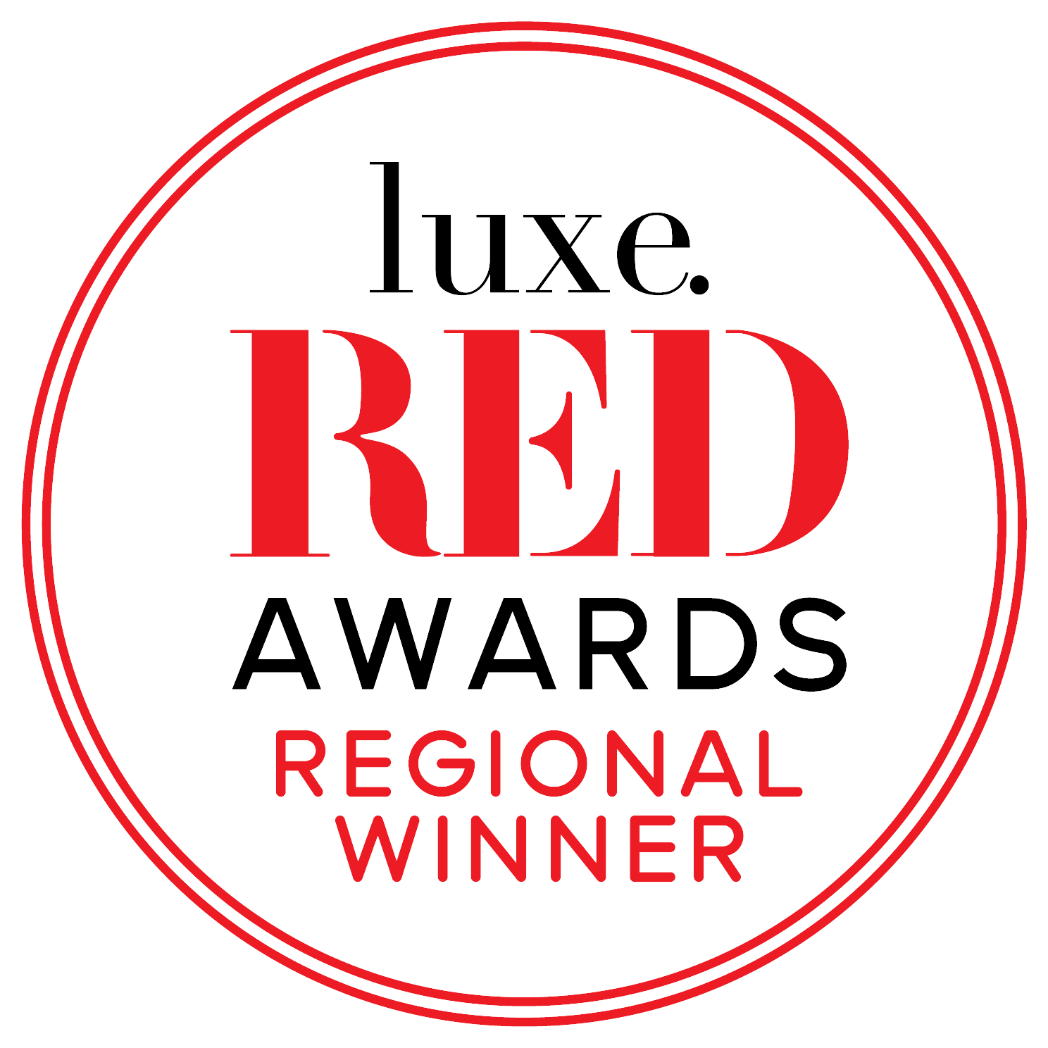 Luxe RED Awards Regional Winner badge